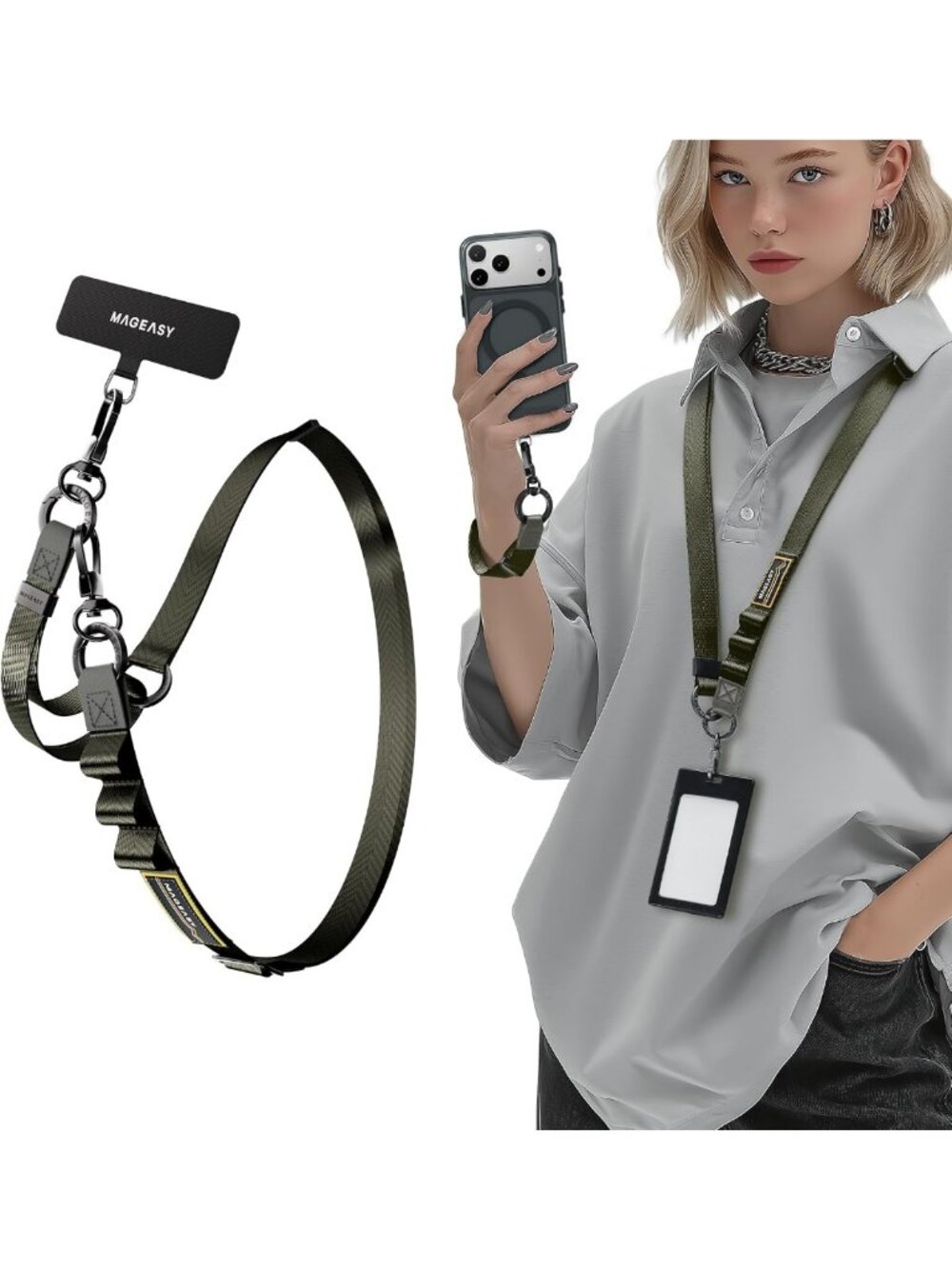 Adjustable 2-in-1 Phone Lanyard Crossbody & Wristlet, Anti-Theft Hands-Free